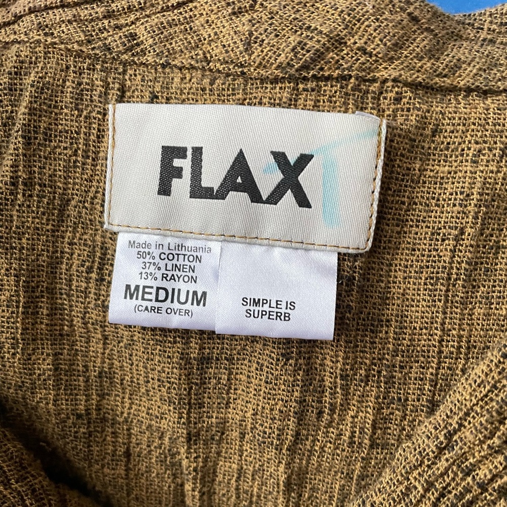 Flax jacket and pants in great nubbly fabric. Mustard golden color medium outfit
